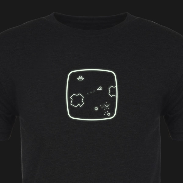 Asteroids Premium Tee :: Cropped :: Glow :: ARCADE VISIONS Series :: Robots And Rocketships