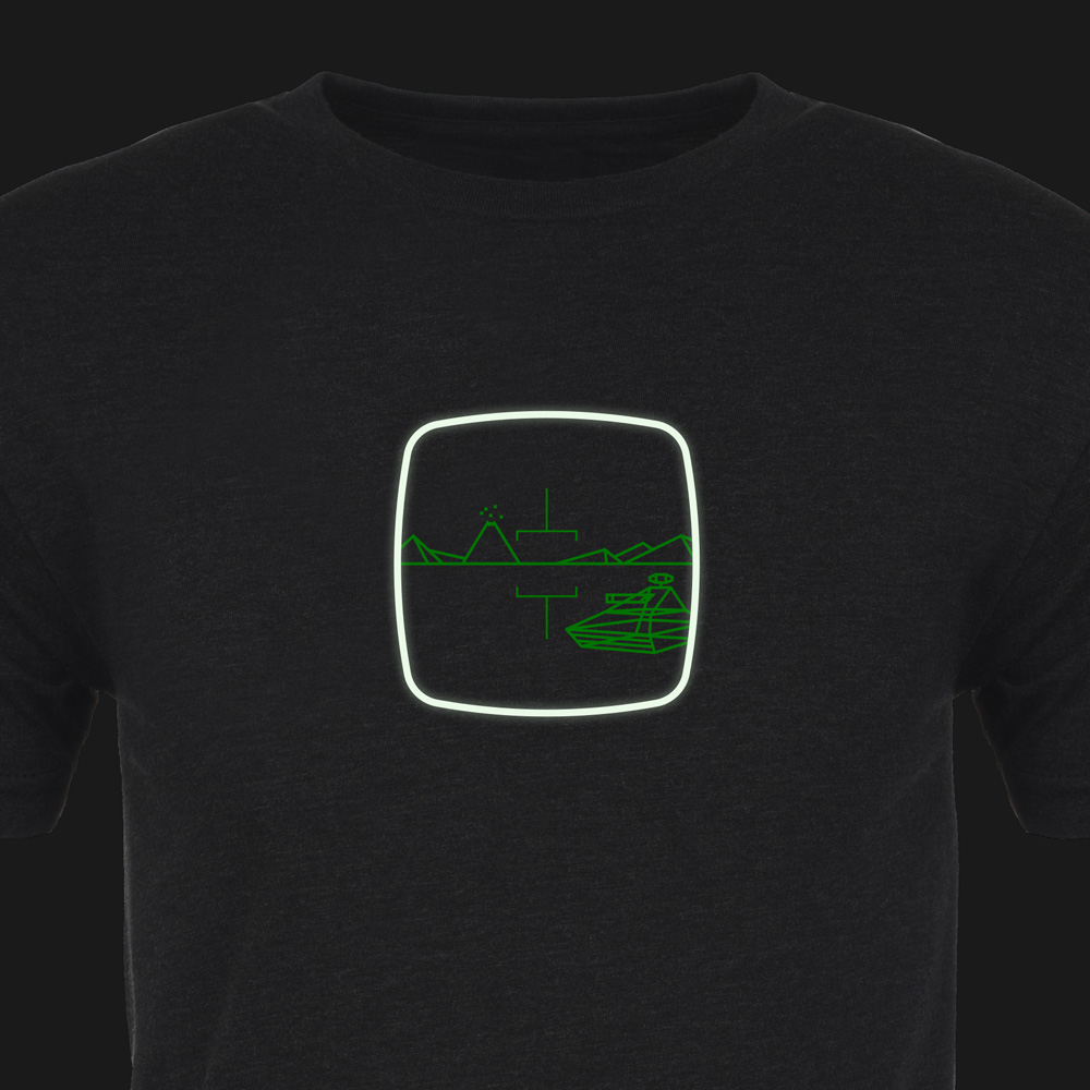 Battlezone Premium Tee :: Cropped :: Glow :: ARCADE VISIONS Series :: Robots And Rocketships