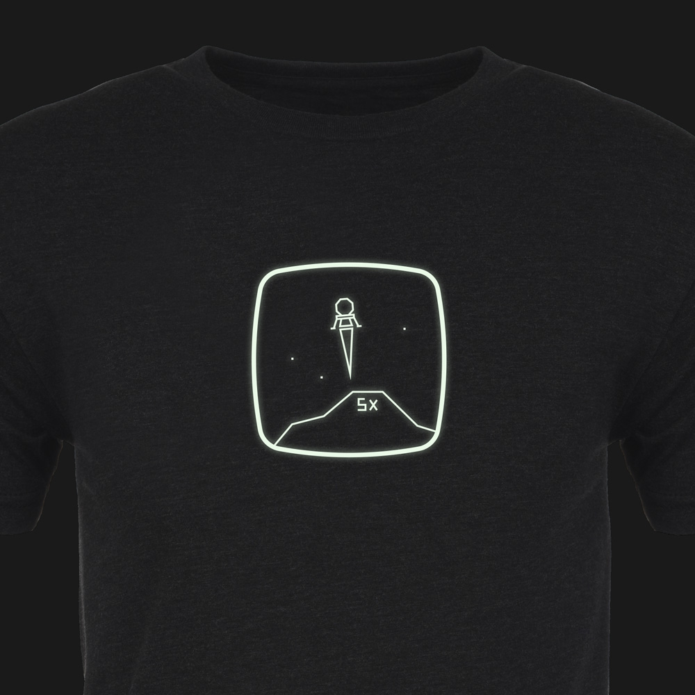 Lunar Lander Premium Tee :: Cropped :: Glow :: ARCADE VISIONS Series :: Robots And Rocketships