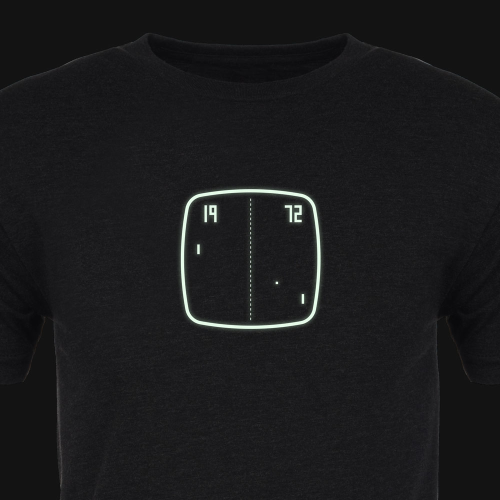 Pong Premium Tee Shirt :: Cropped :: Glow :: ARCADE VISIONS Series :: Robots And Rocketships