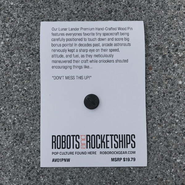 Lunar Lander Premium Pin :: ARCADE VISIONS Series :: Card Back :: Robots And Rocketships